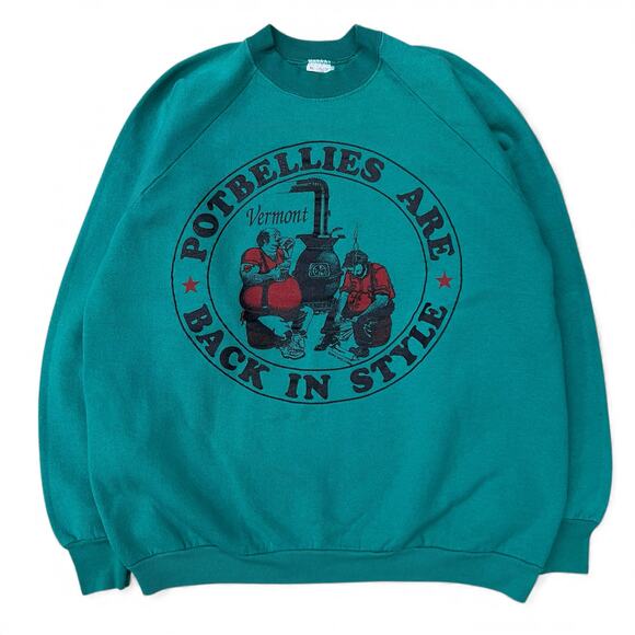 Vintage 80s Obscure Vermont Potbellies Are Back In Style Crewneck Sweatshirt XL - Picture 1 of 7